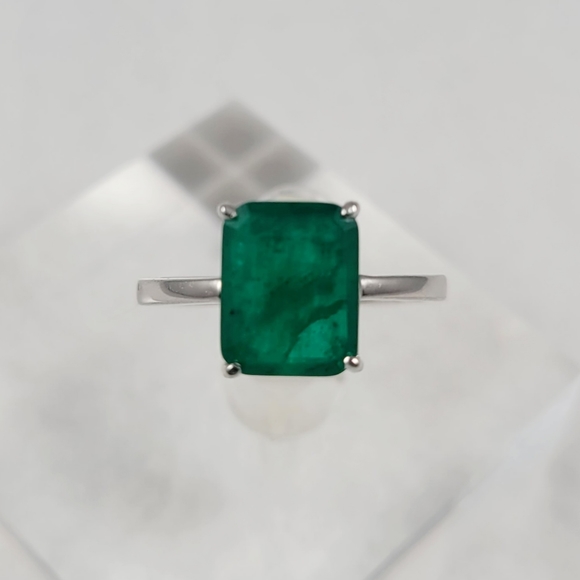Sterling 3ct Natural Emerald Ring - Picture 6 of 10